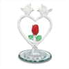 GLASS DOVES ON HEART W/ROSE