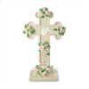 CROSS W/FLOWERS CANDLE HOLDER