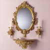 Baroque-Style Mirror, Shelf and Sconce Set