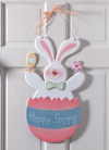 WOOD HAPPY SPRING BUNNY PLAQUE