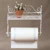 Distressed White Metal Towel Rack/Shelf