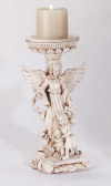 Ivory Finish Guardian Angel Candle Holder