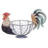 PAINTED TIN ROOSTER WIRE BASKET