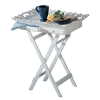 DISTRESSED WHITE WOOD TRAY TABLE