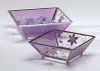 2PC PURPLE GLASS CANDLE PLATE