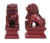 OUT RED STONE LIONS - FOO DOGS