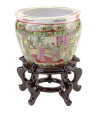 DISCONTINUED ORIENTAL FISH BOWL WITH STAND