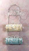 Distressed White Wrought Iron Towel Rack