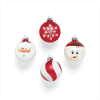 SET OF 4 SANTA ORNAMENTS-RED