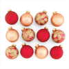 SET OF 12 RED/GOLD ORNAMENTS