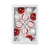 SET OF 12 RED/WHITE ORNAMENTS