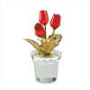 MINI GLASS RED ROSES IN POT