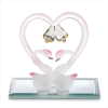 GLASS LOVE SWANS HEART ON BASE