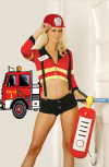 Fire Fighter 5pc. costume includes booty shorts w/ suspenders & button front top. Removable badge & inflatable fire extinguisher also included. Adult Costumes, Halloween Costumes, Roll Playing, Sexy Costumes 
