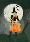 Devious Witch 2pc. costume includes a dress w/ velvet bodice & satin skirt w/ sheer overlay & hat.