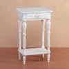 34353 Distressed White Wood Carved Side Table