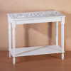 34709 Distressed White Wood Carved Table