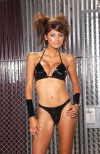 2PC VINYL STRING BRA AND THONG SET