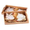 SET OF 2 HENS WOOD TRAYS