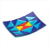 BLUE PATCHWORK ART GLASS PLATE (ZFL07-38341)