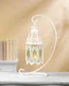 WHITE FANCY CANDLE LANTERN W/ STAND (ZFL07-37439)