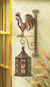 METAL ROOSTER WALL LANTERN SET (ZFL07-38176)