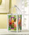 TULIP STAINED GLASS LANTERN (ZFL07-37890)