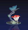 GLASS BUTTERFLY AND ROSE (ZFL07-36361)
