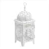 WHITE METAL CANDLE LANTERN (WFM-38332)